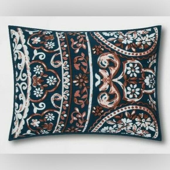 Target Opalhouse Pillow Standard Shams Set 2 Pillowcases Quilted Paisley Teal - Picture 2 of 5